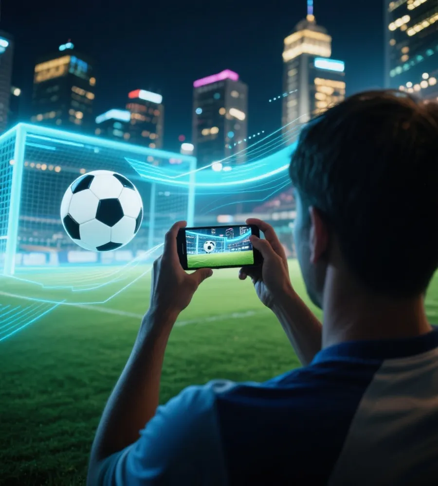 手机端观看足球赛事直播场景示意图