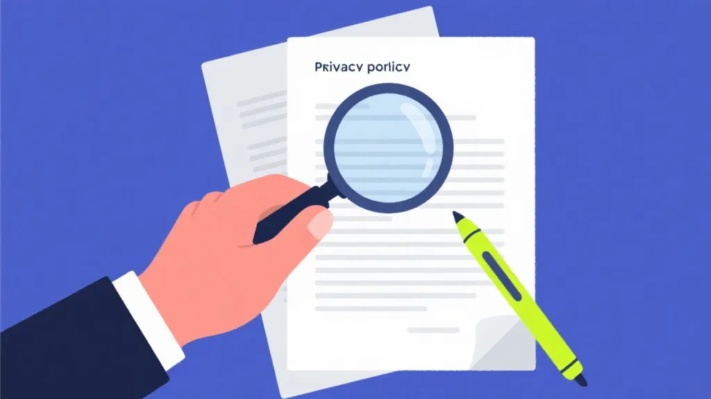 放大镜查看条款与隐私政策的文件